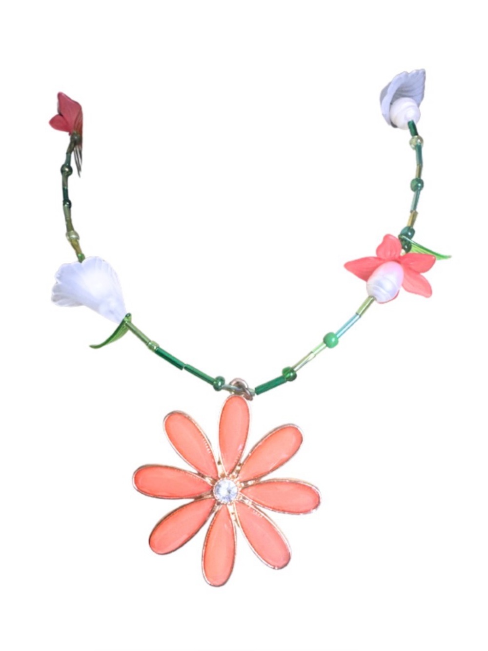 Hand Crafted Floral Choker with Giant Pearls - Picture 2 of 4